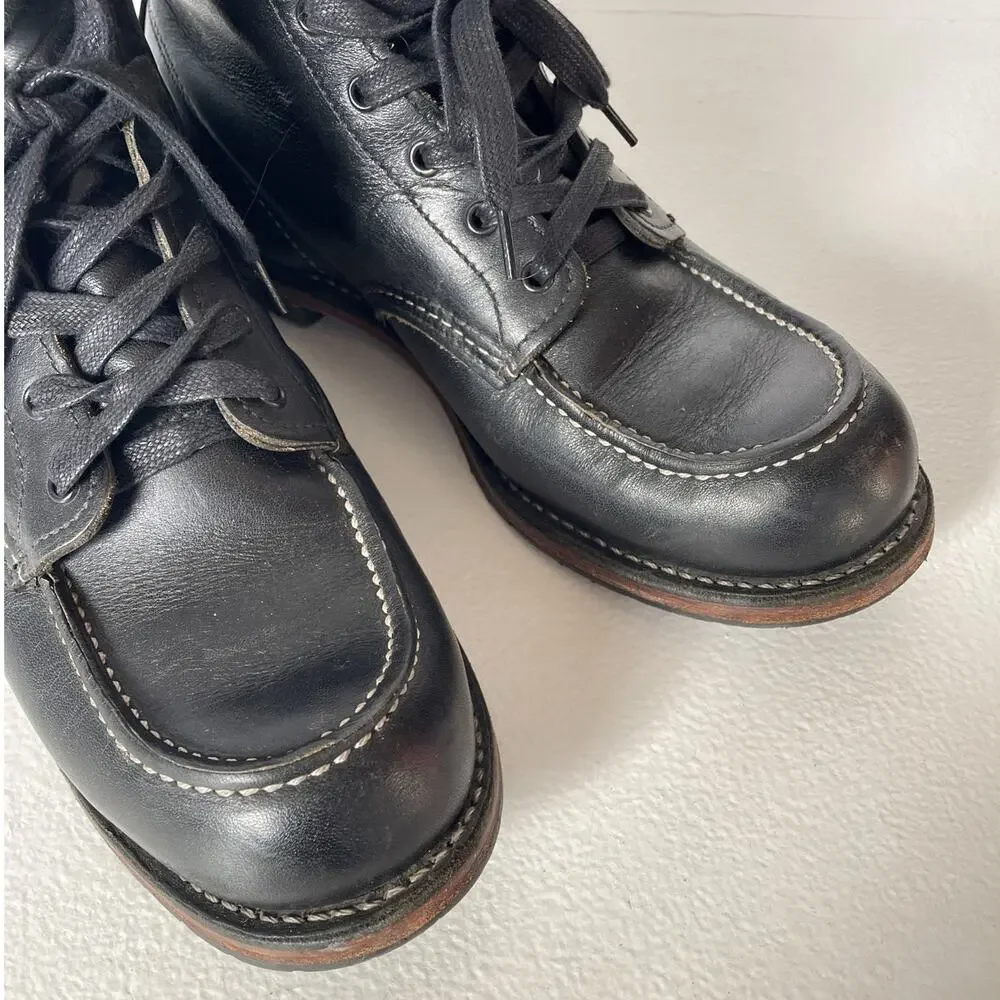 RED WING Beckman 9015 Black Leather Moc Toe Boots / US 8.5 / USA Discontinued